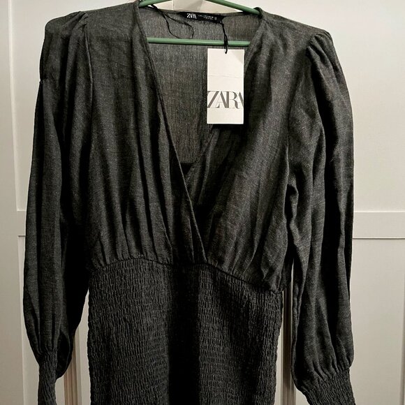 Zara Dresses & Skirts - BNWT ZARA Mini Dress Long Sleeve Ruched Bodycon  (L)